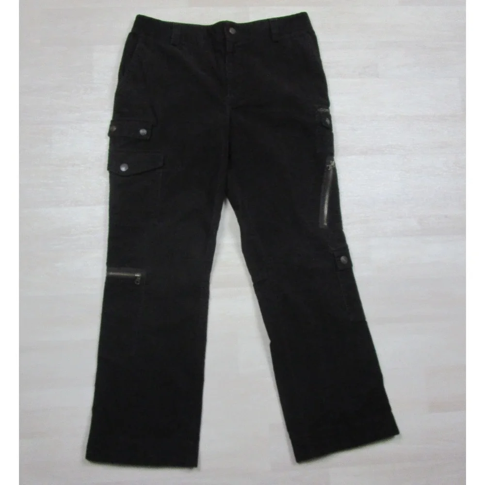 Vintage‎ Y2K Ralph Lauren Corduroy Cargo Pants Womens (12) Brown Utility HEMMED